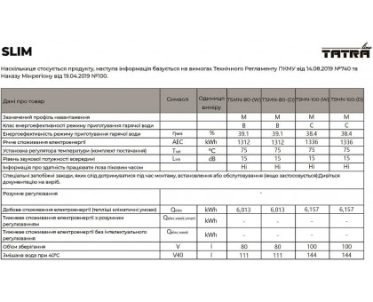 Бойлер Tatra-line SLIM TSMN-100-(D) 100 л сухой ТЭн