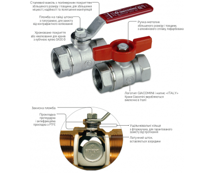 Шаровой кран GIACOMINI R251D 1/2" ВВ (R251X003)