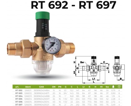 Редуктор давления HERZ Dn 15 1/2" 1268211 