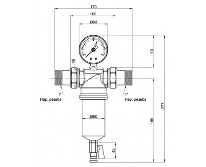 Самопромивний фільтр латунний ICMA 1" З/З (83751AF05) 