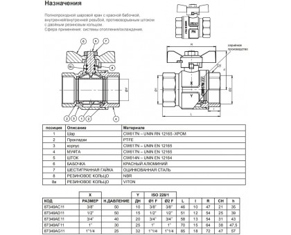 Шаровый кран ICMA 1/2" ВВ PN50 №349 (87349AD11)