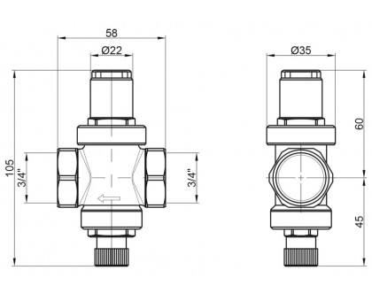 Редуктор давления воды Icma 1/2" 0-4 бар №247 под манометр