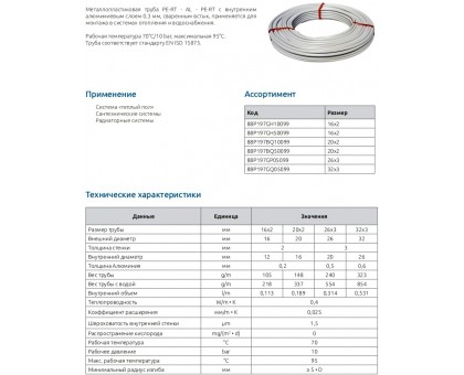Труба металлопластиковая ICMA PE-AL-PERT 16х2мм 100м (88P197GH10099SC)