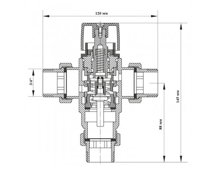 KOER KR.1258-3/4'' KR6480 клапан змішувальний термостатичний триходовий