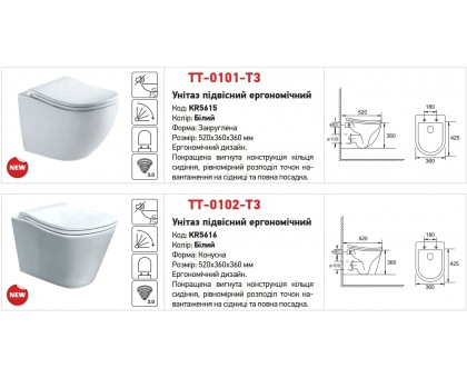 Унитаз подвесной для инсталляций KOER TT-0101-T3 KR5615
