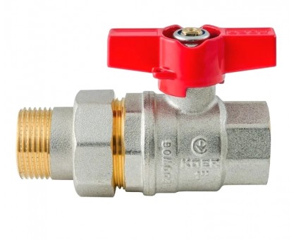Кран з американкою Koer Extreme KE.227-25 1" (KR5767) ручка червона метелик