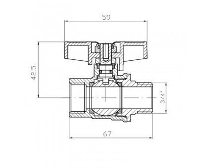 Кран кульовий ГШМ Koer Extreme 3/4" FM KE.218-20 (KR5760) ручка метелик