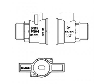 Кран кульовий ШШМ Koer Extreme KE.219-15 1/2" ЗЗ (KR5762) ручка червона метелик 