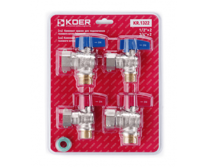 Комплект кутових кранів KOER KR.1322 2x1/2”-2x3/4”