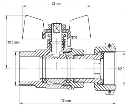 Кран з накидною гайкою Koer 1/2" ЗВ KR.220 (KR0164)