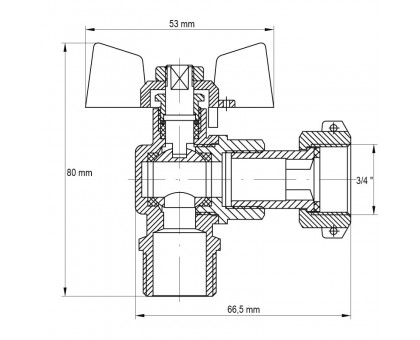 Кран кутовий з накидною гайкою Koer 3/4" ЗВ KR.221 (KR0171)