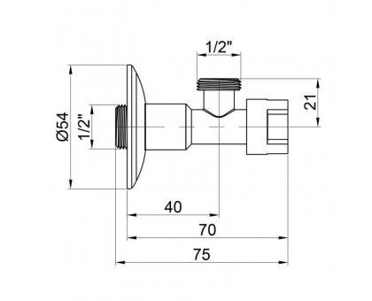 Приладовий кутовий кран ICMA 1/2"х1/2" ПН (90519AD07)