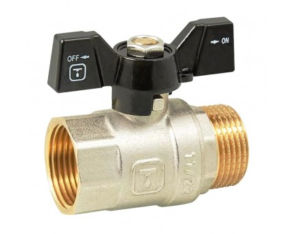 Кран шаровый ITAL 1" НВ PN40 (IB110331) бабочка, никель