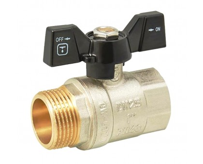 Кран шаровый ITAL 1" НВ PN40 (IB110331) бабочка, никель
