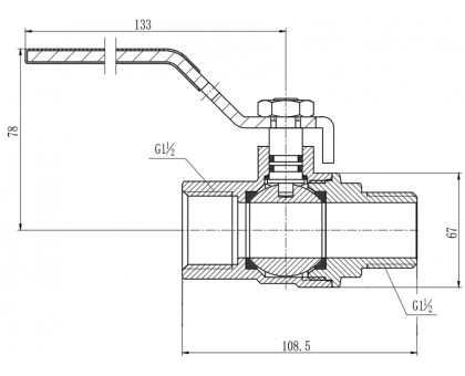 ﻿﻿Кран шаровый SD FORTE 1 1/2" НВ PN40 (SF605W40) 
