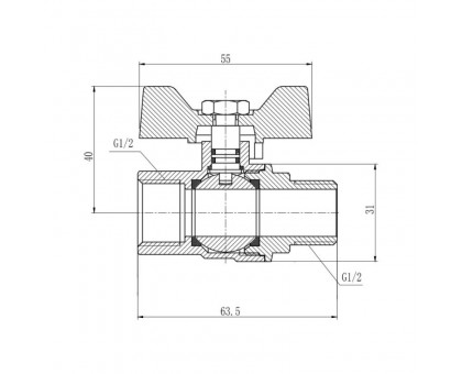 ﻿﻿Кран шаровый SD FORTE 1/2 НВ (газ) SF607G15