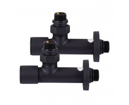 Набор кранов угловых с американкой SOLOMON LUX 1/2″ BLACK 7777 (2шт)