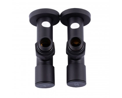 Набор кранов угловых с американкой SOLOMON LUX 1/2″ BLACK 7777 (2шт)
