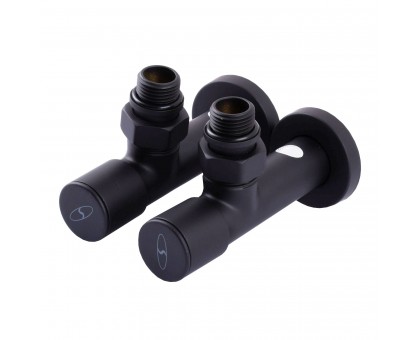 Набор кранов угловых с американкой SOLOMON LUX 1/2″ BLACK 7777 (2шт)