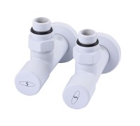 Набор кранов угловых с американкой SOLOMON LUX 1/2″ WHITE 7777 (2шт.)