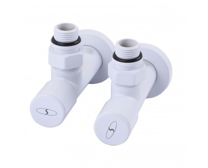 Набор кранов угловых с американкой SOLOMON LUX 1/2″ WHITE 7777 (2шт.)