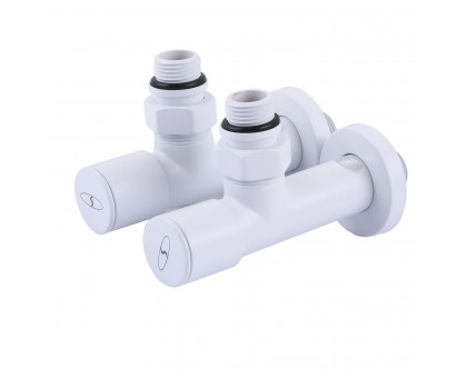 Набор кранов угловых с американкой SOLOMON LUX 1/2″ WHITE 7777 (2шт.)