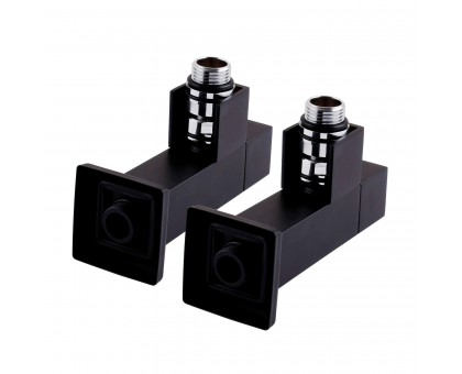 Набор кранов угловых с американкой SOLOMON LUX 1/2″ CUBE BLACK 8888 (2шт.)