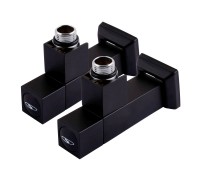Набор кранов угловых с американкой SOLOMON LUX 1/2″ CUBE BLACK 8888 (2шт.)