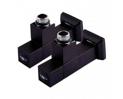 Набор кранов угловых с американкой SOLOMON LUX 1/2″ CUBE BLACK 8888 (2шт.)