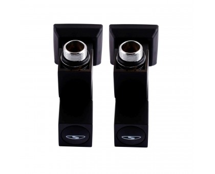 Набор кранов угловых с американкой SOLOMON LUX 1/2″ CUBE BLACK 8888 (2шт.)