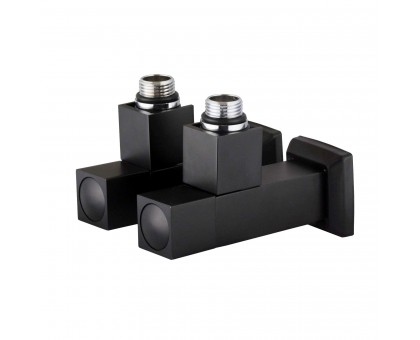 Набор кранов угловых с американкой SOLOMON LUX 1/2″ CUBE BLACK 8888 (2шт.)