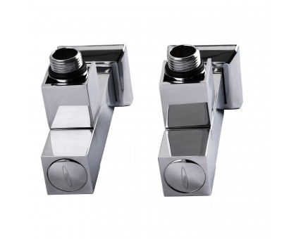 Набор кранов угловых с американкой SOLOMON LUX 1/2″ CUBE CHROM 8888 (2шт.)