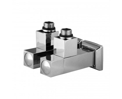 Набор кранов угловых с американкой SOLOMON LUX 1/2″ CUBE CHROM 8888 (2шт.)