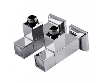 Набор кранов угловых с американкой SOLOMON LUX 1/2″ CUBE CHROM 8888 (2шт.)
