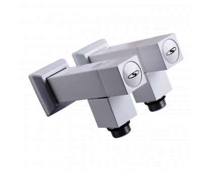 Набор кранов угловых с американкой SOLOMON LUX 1/2″ CUBE WHITE 8888 (2шт.)