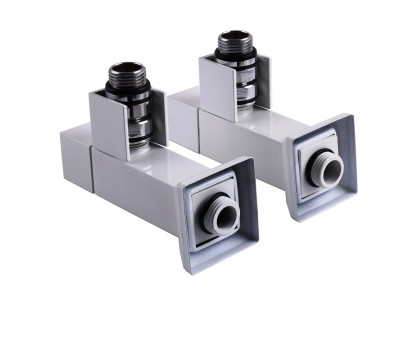 Набор кранов угловых с американкой SOLOMON LUX 1/2″ CUBE WHITE 8888 (2шт.)