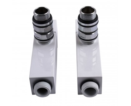 Набор кранов угловых с американкой SOLOMON LUX 1/2″ CUBE WHITE 8888 (2шт.)