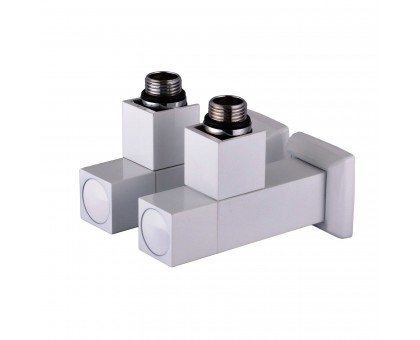 Набор кранов угловых с американкой SOLOMON LUX 1/2″ CUBE WHITE 8888 (2шт.)