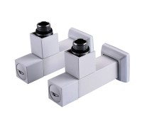 Набор кранов угловых с американкой SOLOMON LUX 1/2″ CUBE WHITE 8888 (2шт.)