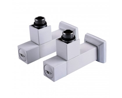 Набор кранов угловых с американкой SOLOMON LUX 1/2″ CUBE WHITE 8888 (2шт.)