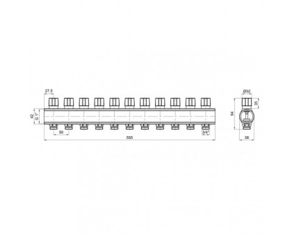 Коллектор вентильный ICMA 1"x3/4" на 11 выходов №1105 (Синий)