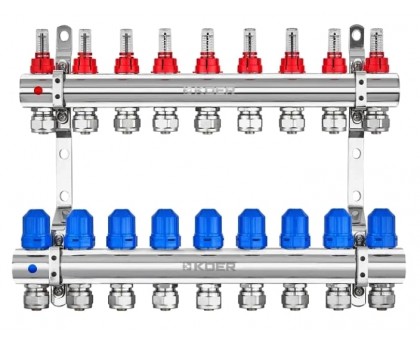Колектор теплої підлоги KOER KR.1210-9 1"x9 WAYS (KR5271)