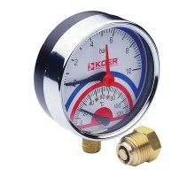 Термоманометр радиальный KOER KM.821R D=80мм (0-10 bar) 1/2''