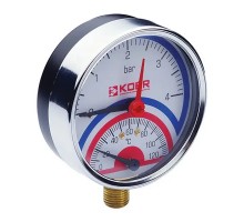 Термоманометр радиальный KOER KM.821R D=80мм (0-4 bar) 1/2''