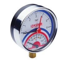 Термоманометр радиальный KOER KM.821R D=80мм (0-6 bar) 1/2''