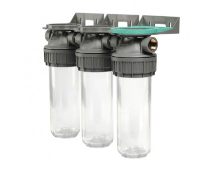 Фільтр ﻿колба прозора Ecosoft 3P TRIPLEX PET 3/4" 2,5"x10" 8 Бар (FTPP3P0130/G118)