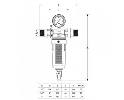 Латунный фильтр промывной ITAL 1/2" IT12-H8920 (1055578)