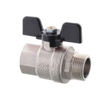 Кран шаровой ROHO 1/2" Н/В DN 15 мм (R101-050B) черная ручка бабочка