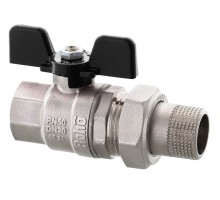 Кран шаровой американка прямой ROHO 1/2" Н/В DN 15 мм (R105-050B) черная ручка бабочка