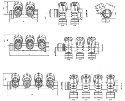 Регулировочный коллектор с вентилями Roho R809-02 3/4"x3/4" EK 2 выхода (RO0249) 